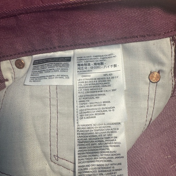 Levi’s 501 Shrink to Fit Button Fly Jean 34x30 Purple READ - Picture 7 of 15